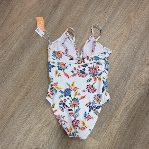 Kona Sol White Floral One Piece Swimsuit Size Medium NWT - Picture 4 of 4